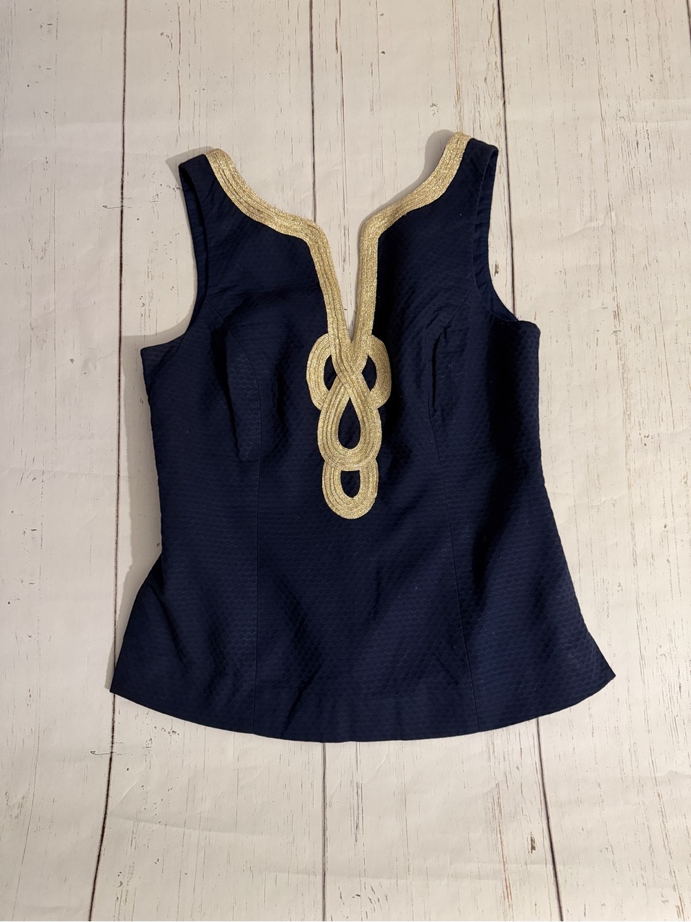 Lilly Pulitzer Navy Top Gold Accent